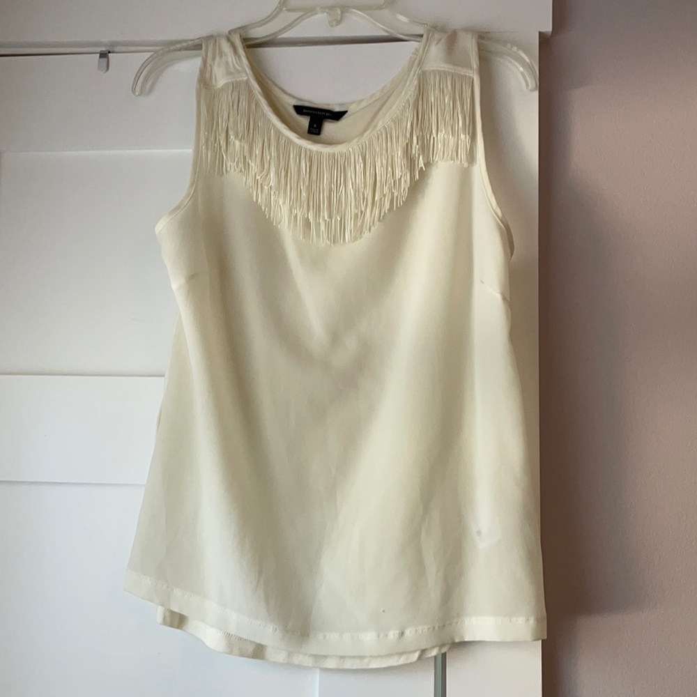 Banana Republic Mixed media fringe tank top